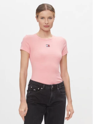 Tommy Jeans T-Shirt Badge DW0DW17881 Różowy Slim Fit