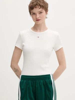 Tommy Jeans t-shirt basic damski bawełniany z elastanem 2-pack biały