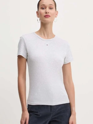 Tommy Jeans t-shirt basic damski bawełniany z elastanem szary