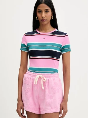 Tommy Jeans T-shirt basic damski bawełniany z elastanem