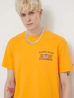 Tommy Jeans t-shirt bawełniany Archive Games męski kolor żółty z nadrukiem DM0DM19545