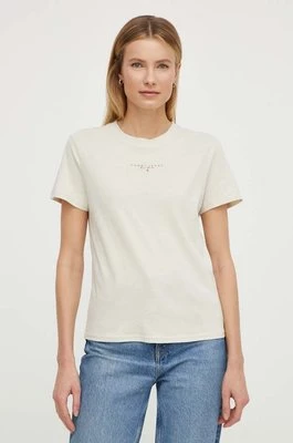 Tommy Jeans t-shirt bawełniany damski kolor beżowy DW0DW17828