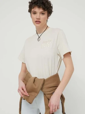 Tommy Jeans t-shirt bawełniany damski kolor beżowy DW0DW17829