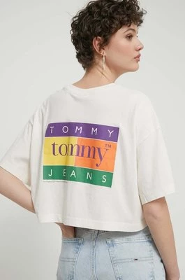 Tommy Jeans t-shirt bawełniany damski kolor beżowy DW0DW18141