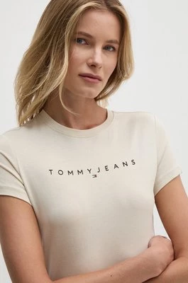 Tommy Jeans t-shirt bawełniany damski kolor beżowy DW0DW18398