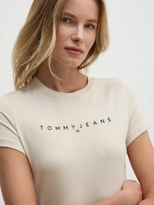 Tommy Jeans t-shirt bawełniany damski kolor beżowy DW0DW18398