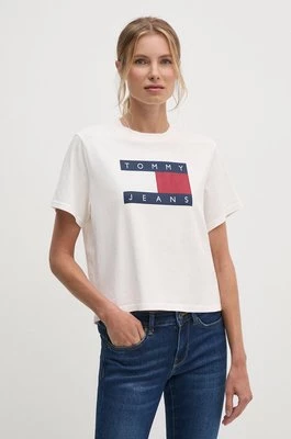 Tommy Jeans t-shirt bawełniany damski kolor beżowy DW0DW18629