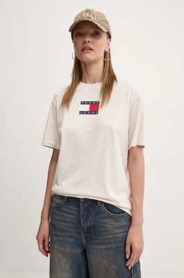 Tommy Jeans t-shirt bawełniany damski kolor beżowy DW0DW18796