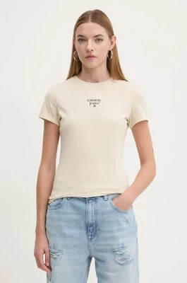 Tommy Jeans t-shirt bawełniany damski kolor beżowy DW0DW18800