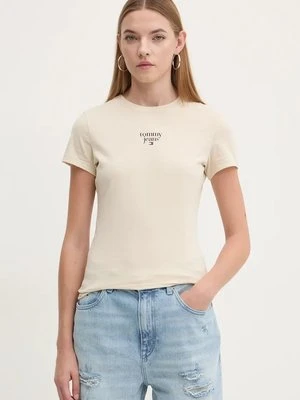 Tommy Jeans t-shirt bawełniany damski kolor beżowy DW0DW18800