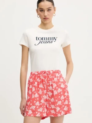 Tommy Jeans t-shirt bawełniany damski kolor beżowy DW0DW19447