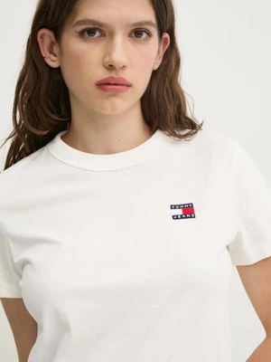 Tommy Jeans t-shirt bawełniany damski kolor beżowy DW0DW20153