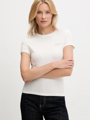 Tommy Jeans t-shirt bawełniany damski kolor beżowy DW0DW21164