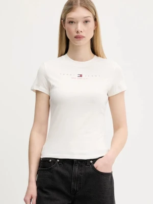 Tommy Jeans t-shirt bawełniany damski kolor beżowy DW0DW21422