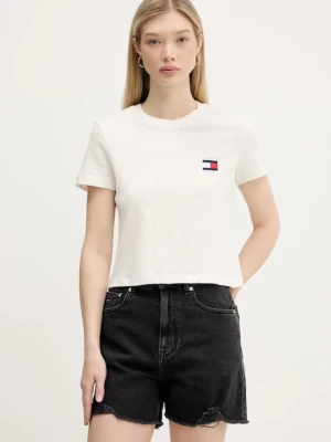 Tommy Jeans t-shirt bawełniany damski kolor beżowy DW0DW21423