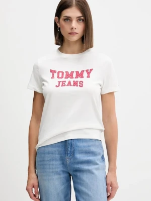 Tommy Jeans t-shirt bawełniany damski kolor beżowy DW0DW21966