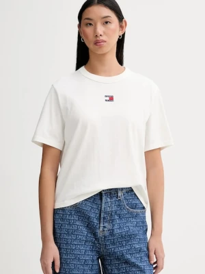 Tommy Jeans t-shirt bawełniany damski kolor beżowy DW0DW22202