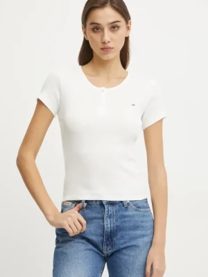 Zdjęcie produktu Tommy Jeans t-shirt bawełniany damski kolor biały DW0DW19502