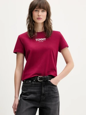 Tommy Jeans t-shirt bawełniany damski kolor bordowy DW0DW21842