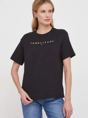 Zdjęcie produktu Tommy Jeans t-shirt bawełniany damski kolor czarny DW0DW17836