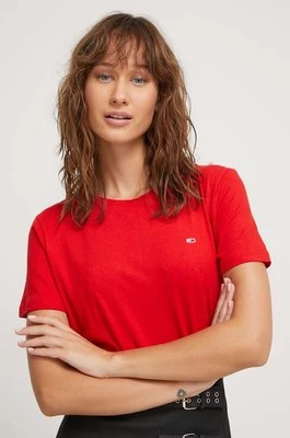 Tommy Jeans t-shirt bawełniany damski kolor czerwonyCHEAPER
