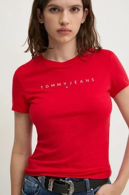 Tommy Jeans t-shirt bawełniany damski kolor czerwony DW0DW18398