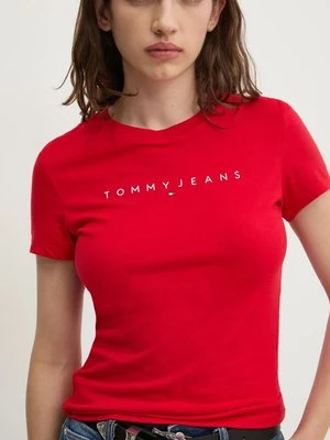 Tommy Jeans t-shirt bawełniany damski kolor czerwony DW0DW18398