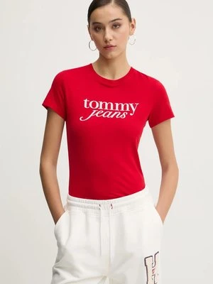 Tommy Jeans t-shirt bawełniany damski kolor czerwony DW0DW19447