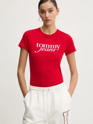 Tommy Jeans t-shirt bawełniany damski kolor czerwony DW0DW19447