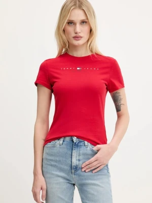 Tommy Jeans t-shirt bawełniany damski kolor czerwony DW0DW21422
