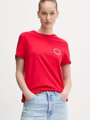 Tommy Jeans t-shirt bawełniany damski kolor czerwony DW0DW21768