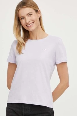 Tommy Jeans t-shirt bawełniany damski kolor fioletowy DW0DW14616