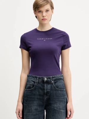 Tommy Jeans t-shirt bawełniany damski kolor fioletowy DW0DW21550