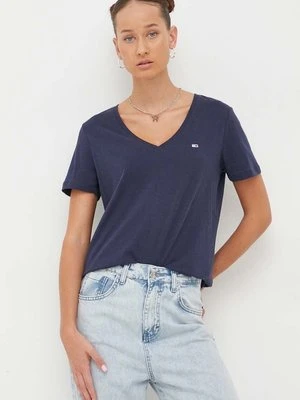 Tommy Jeans t-shirt bawełniany damski kolor granatowy