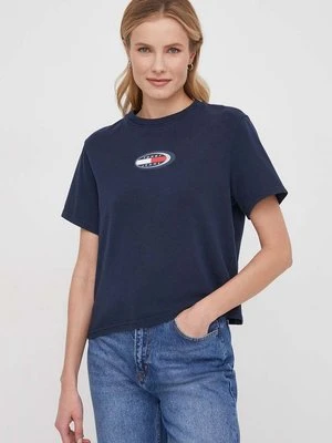 Tommy Jeans t-shirt bawełniany damski kolor granatowy DW0DW18126