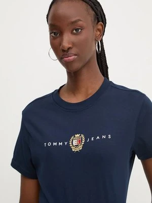 Tommy Jeans t-shirt bawełniany damski kolor granatowy DW0DW18795