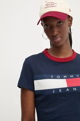 Tommy Jeans t-shirt bawełniany damski kolor granatowy DW0DW19044