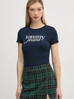 Tommy Jeans t-shirt bawełniany damski kolor granatowy DW0DW19447