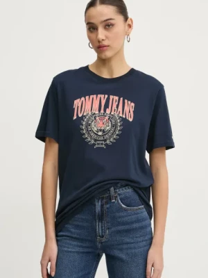 Tommy Jeans t-shirt bawełniany damski kolor granatowy DW0DW20212