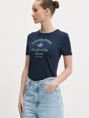 Tommy Jeans t-shirt bawełniany damski kolor granatowy DW0DW20323