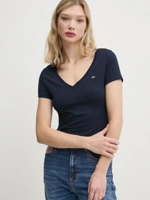 Tommy Jeans t-shirt bawełniany damski kolor granatowy DW0DW20458