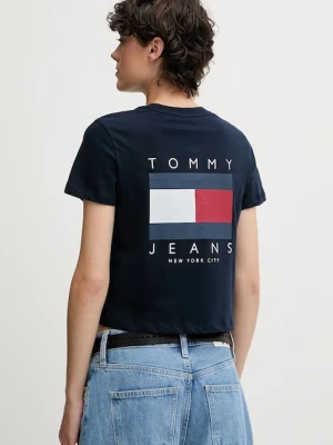 Tommy Jeans t-shirt bawełniany damski kolor granatowy DW0DW21423