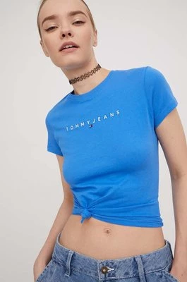Tommy Jeans t-shirt bawełniany damski kolor niebieski DW0DW17361