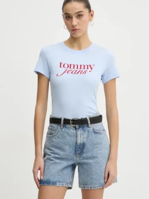 Tommy Jeans t-shirt bawełniany damski kolor niebieski DW0DW19447