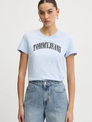 Tommy Jeans t-shirt bawełniany damski kolor niebieski DW0DW20161