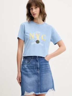 Tommy Jeans t-shirt bawełniany damski kolor niebieski DW0DW20424