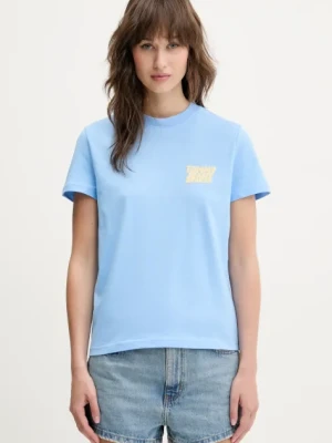 Tommy Jeans t-shirt bawełniany damski kolor niebieski DW0DW21338