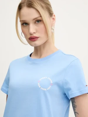 Tommy Jeans t-shirt bawełniany damski kolor niebieski DW0DW21768