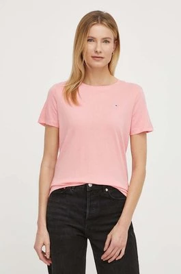 Tommy Jeans t-shirt bawełniany damski kolor różowy DW0DW14616