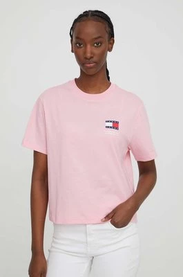 Tommy Jeans t-shirt bawełniany damski kolor różowy DW0DW17365